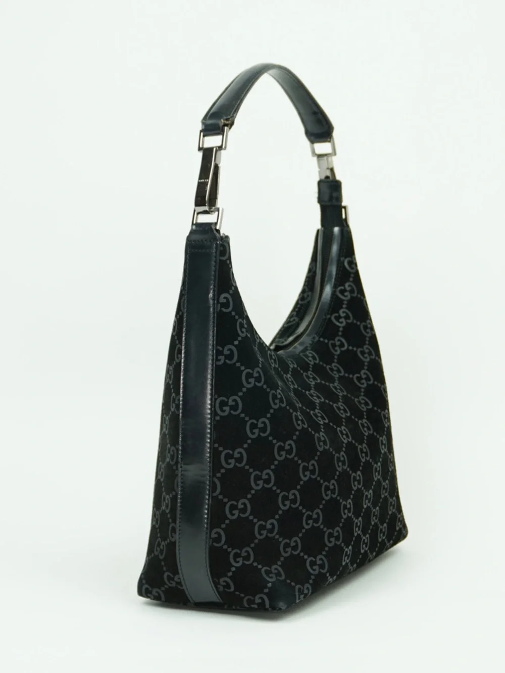 Gucci Vintage GG Suede Hobo Shoulder Bag Black Tom Ford Y2K - Picture 5 of 13